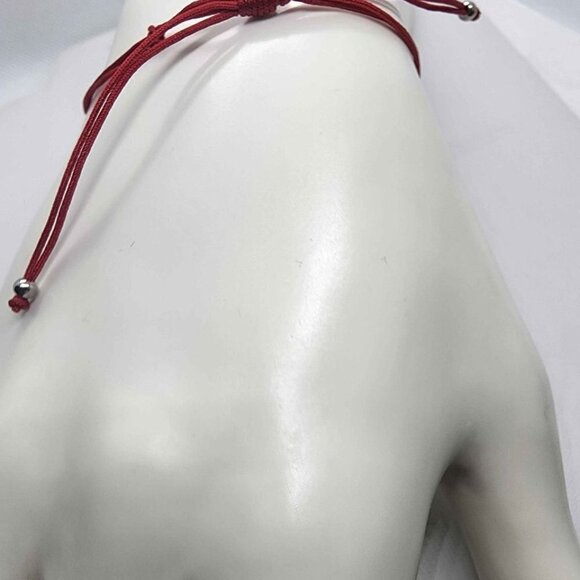 Sterling Silver 925 Happy Smile Design With Red String Bracelet - Picture 3 of 3